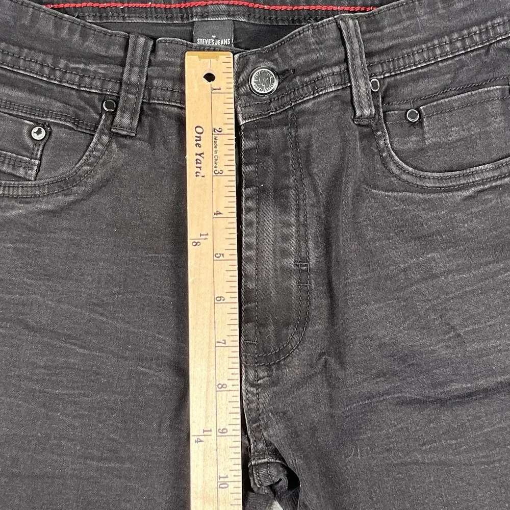 Steves Jeans Mens 33x30 Black Stretch Denim Zip Pocket Slim Straight
